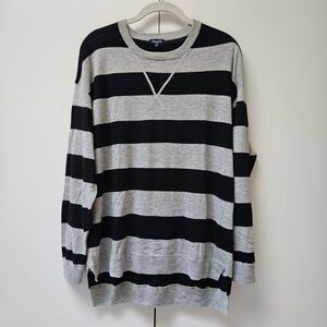 Splendid Ivy Cashblend Stripe Sweater Gray and Black Size Medium